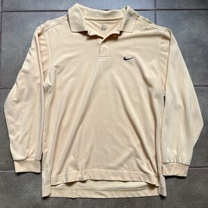 Vintage Nike Golf Dri-FIT Long-Sleeve Polo Shirt in Pale Yellow Beige
